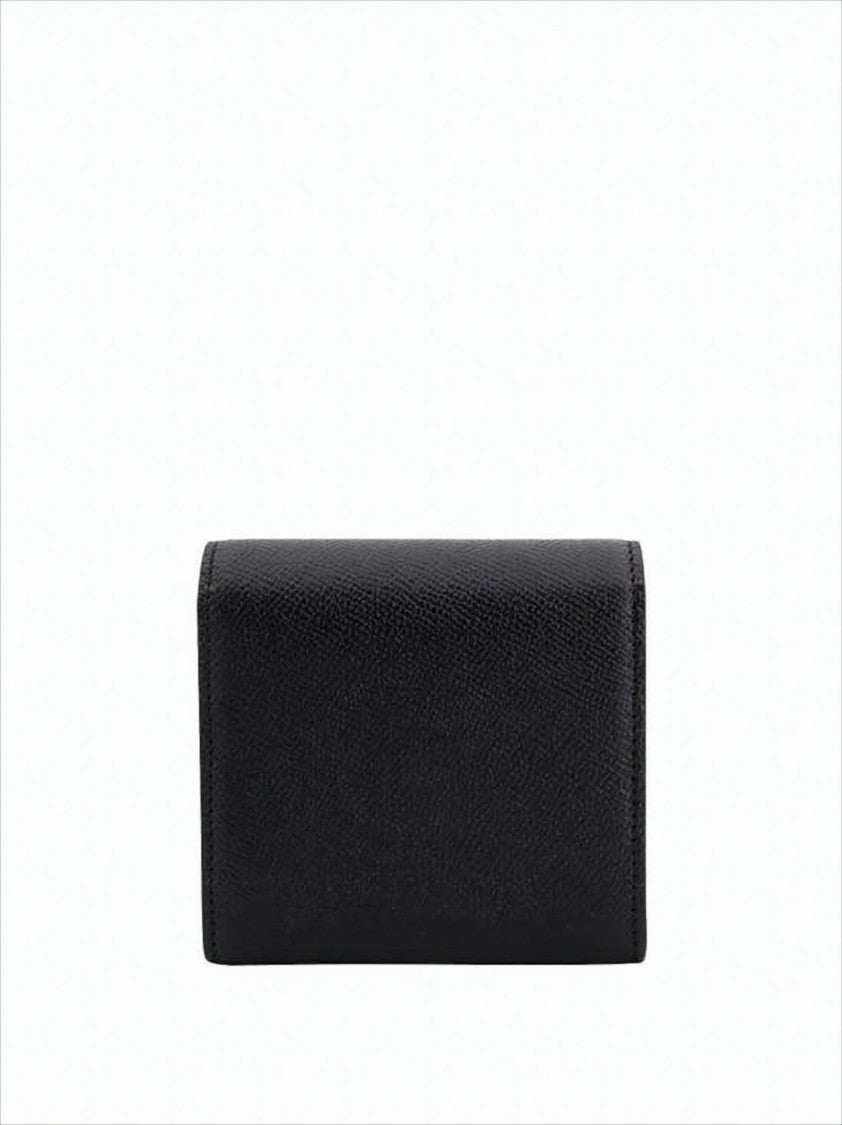 Ami Compact Textured Cowhide Leather Wallet With Gold Emblem