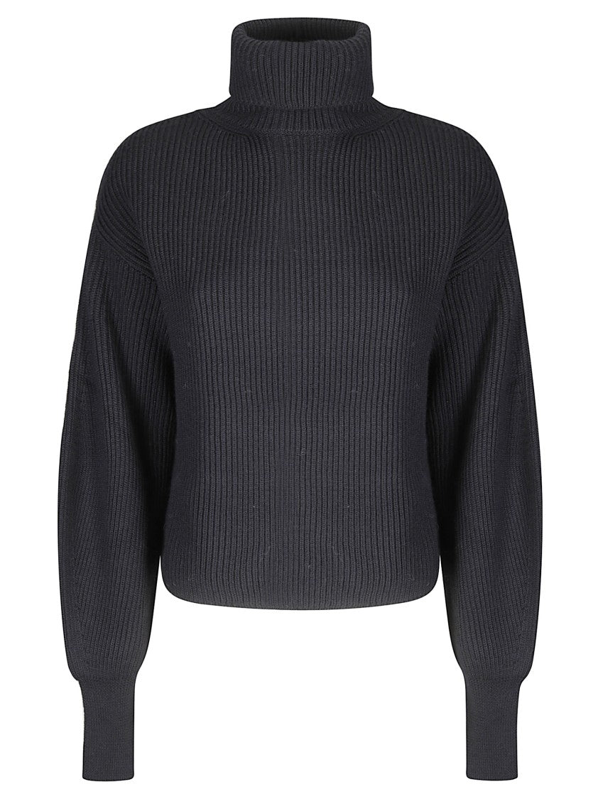 P.A.R.O.S.H. Cropped Sweater With High Collar And Balloon Sleeves