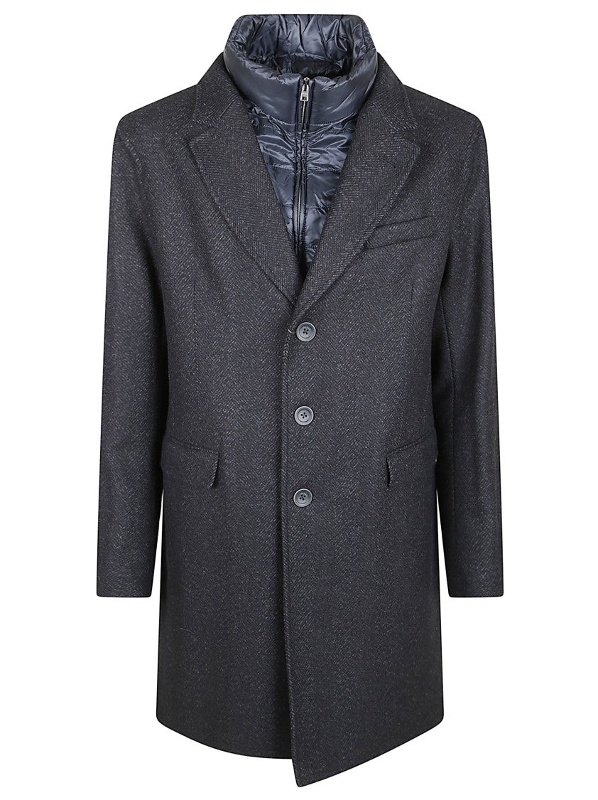 Herno Quilted Black Tailored Jacket With Herringbone Pattern