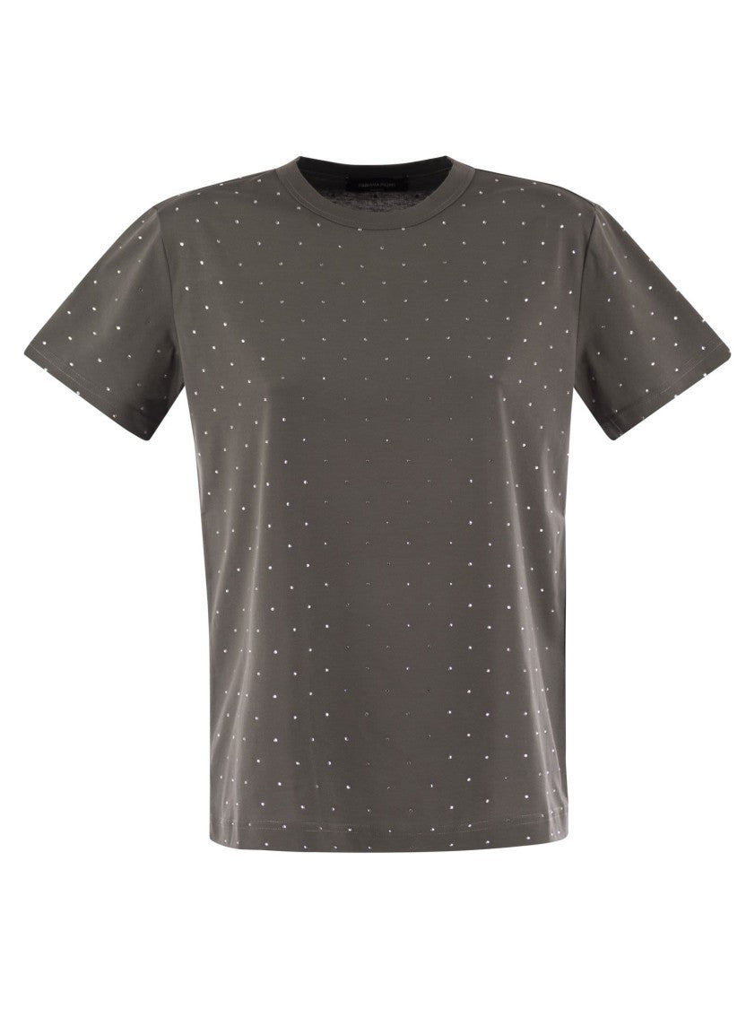 Fabiana Filippi Jersey T-Shirt With All Over Embroidery