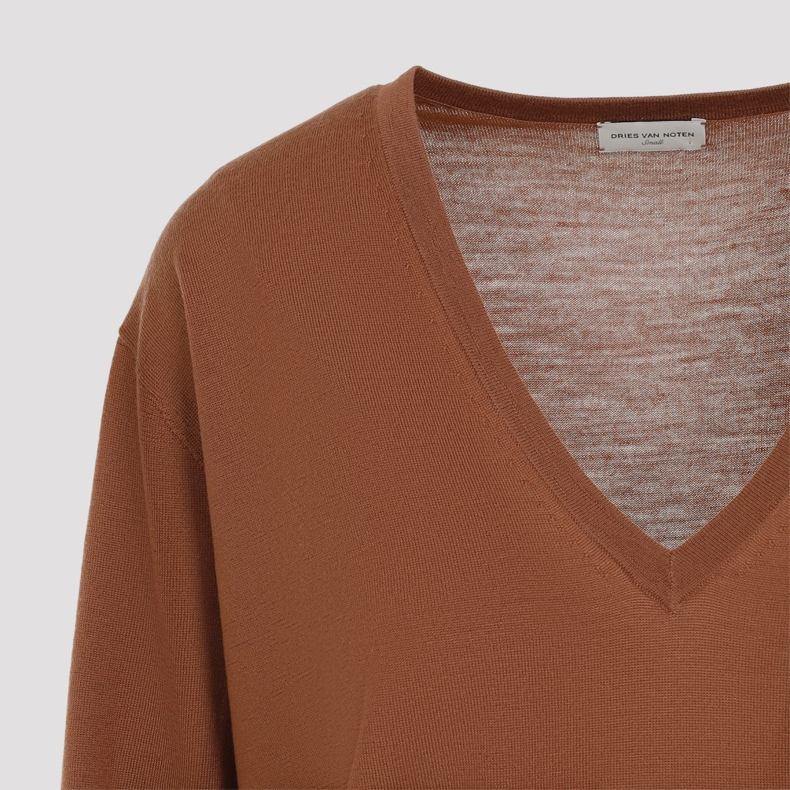 Dries Van Noten Merino Wool Sweater With V-Neck And Fit