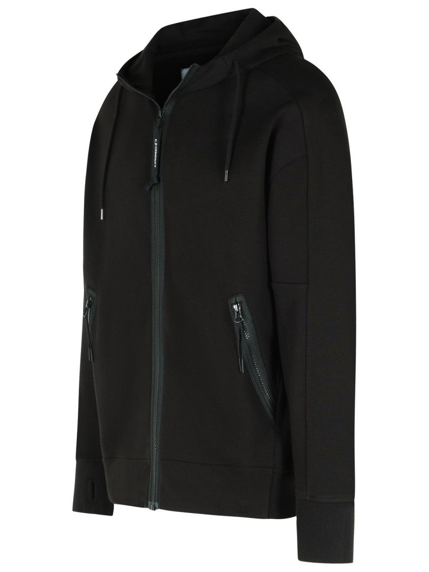 C.P. Company Black Cotton Sweatshirt With Integrated Glasses And Functional Details