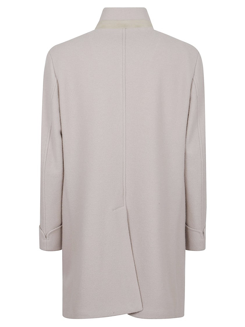 Eleventy Single-Breasted Coat With Mandarin Collar And Button Closure