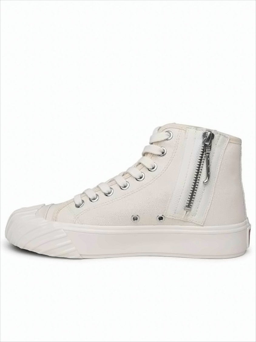 Kenzo High-Top Sneakers With Floral Embroidery And Textured Rubber Toe Cap