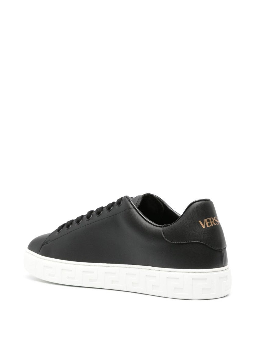 Versace Black Faux Leather Sneakers