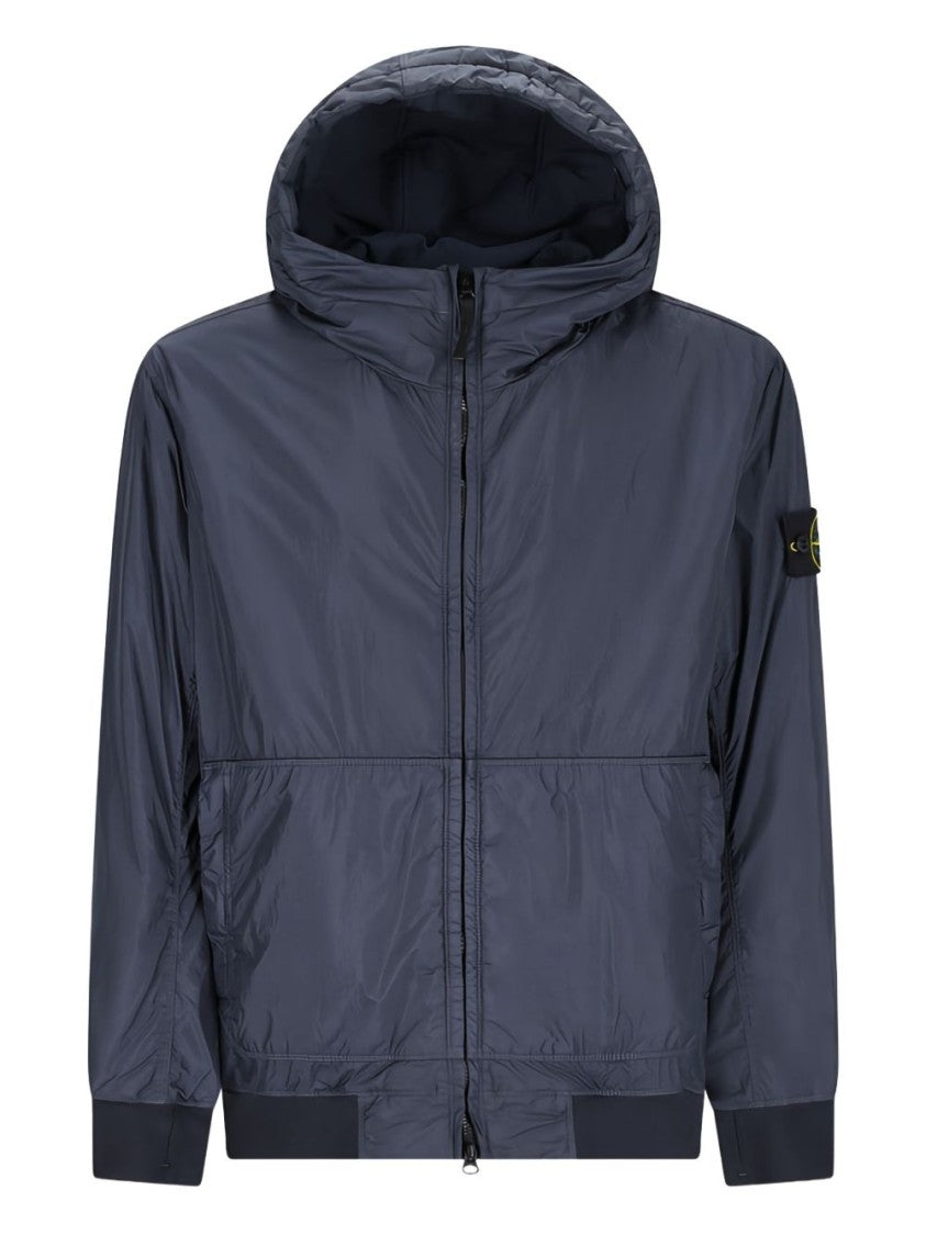 Stone Island Lightweight Blue Jacket With Front Zipper