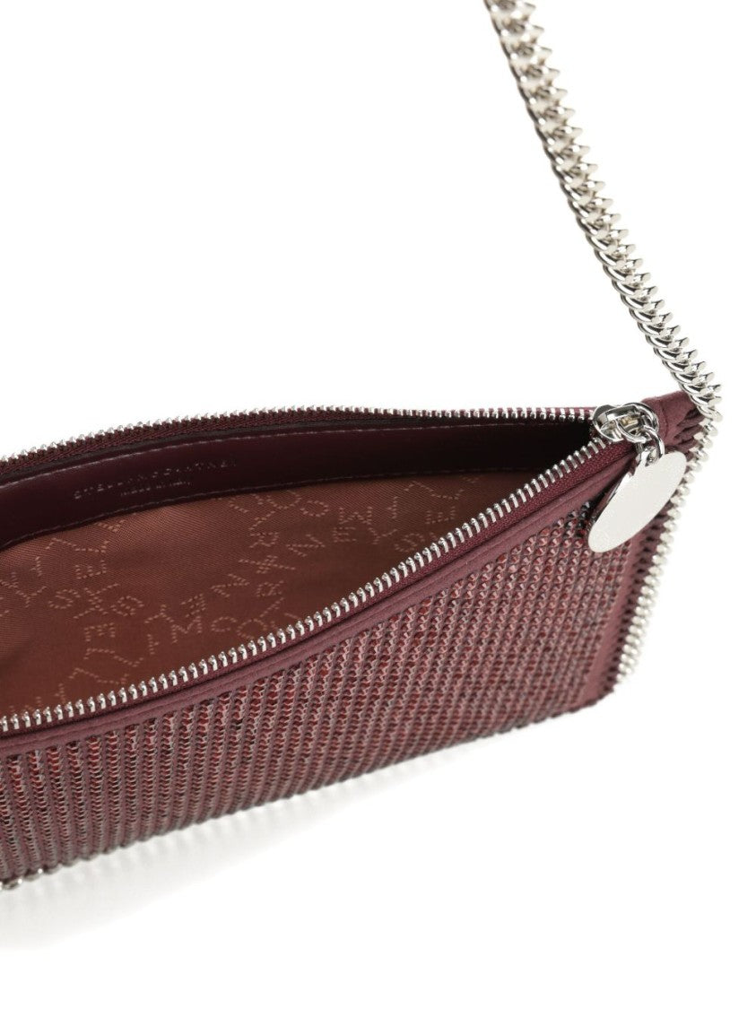 Stella Mccartney Burgundy Crystal-Embellished Shoulder Bag With Chain Link Strap