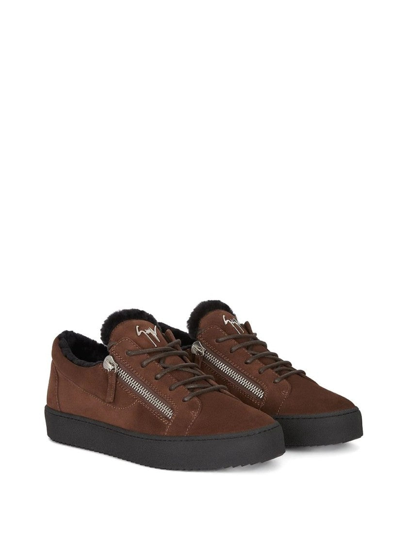 Giuseppe Zanotti Suede Low Top Trainers With Silver-Tone Accents