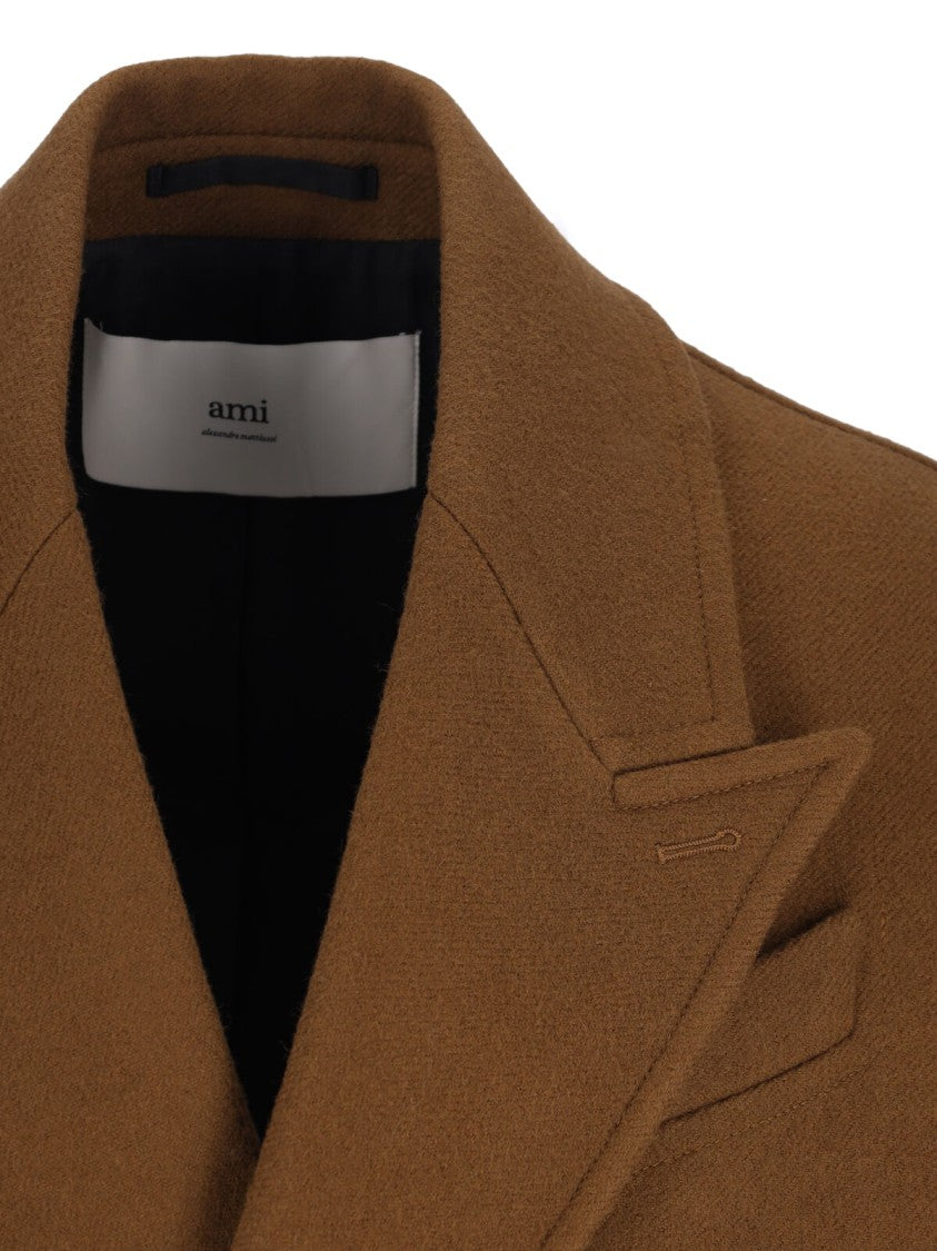 Ami Double-Breasted Coat – Brown