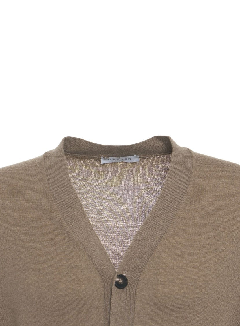 Gender V-Neck Cardigan With Timeless Button Closure And Ribbed Detailing