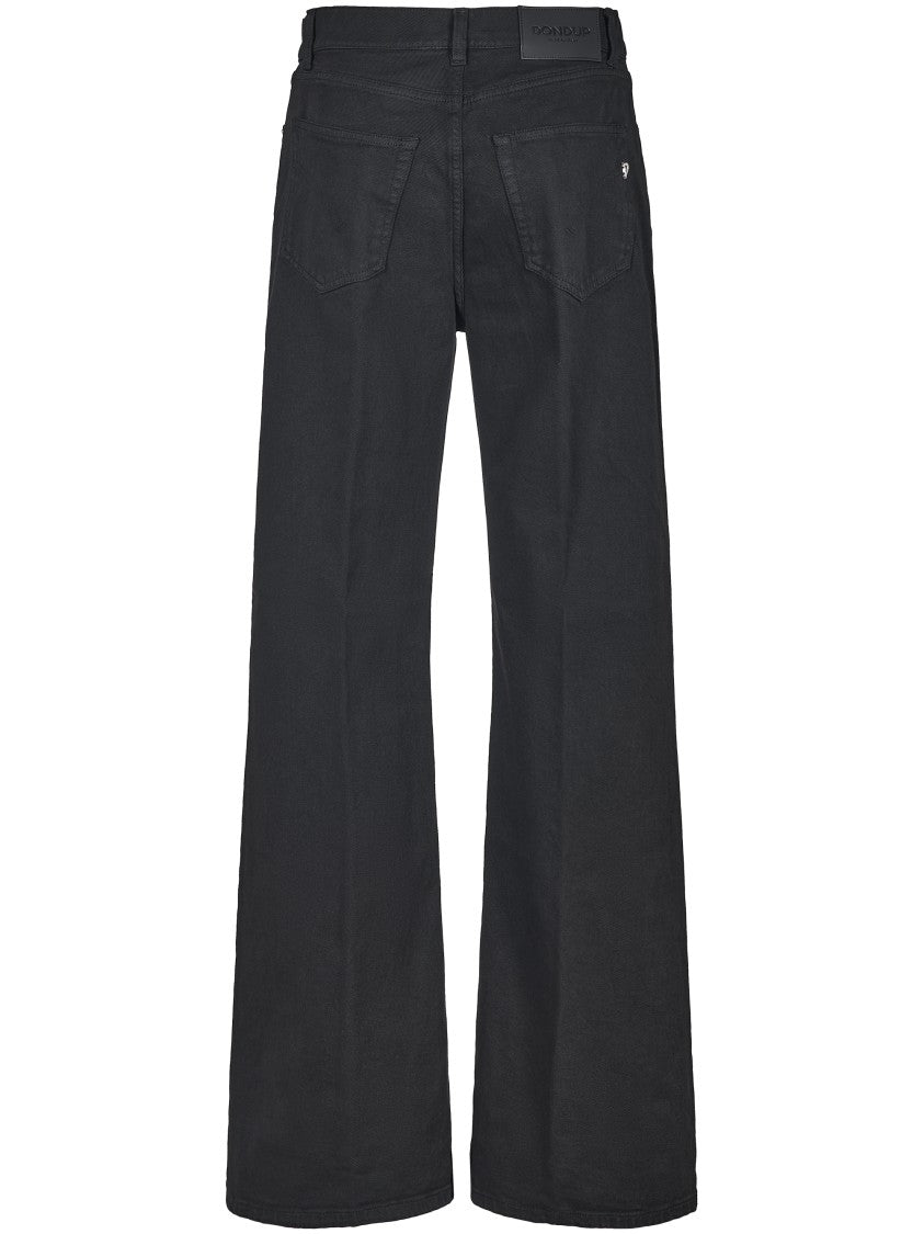 Dondup High-Waisted Black Wide-Leg Trousers