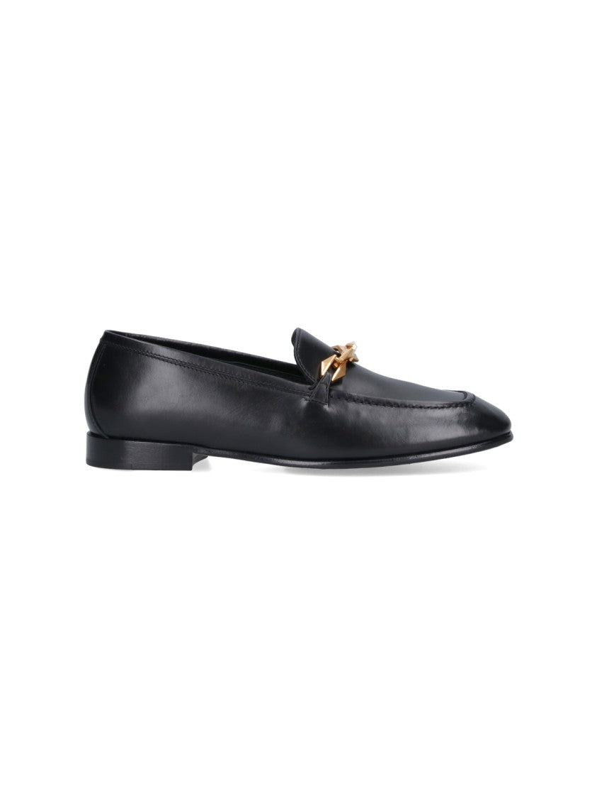 Jimmy Choo "Diamond Tilda" Loafers In Black Hammered Leather