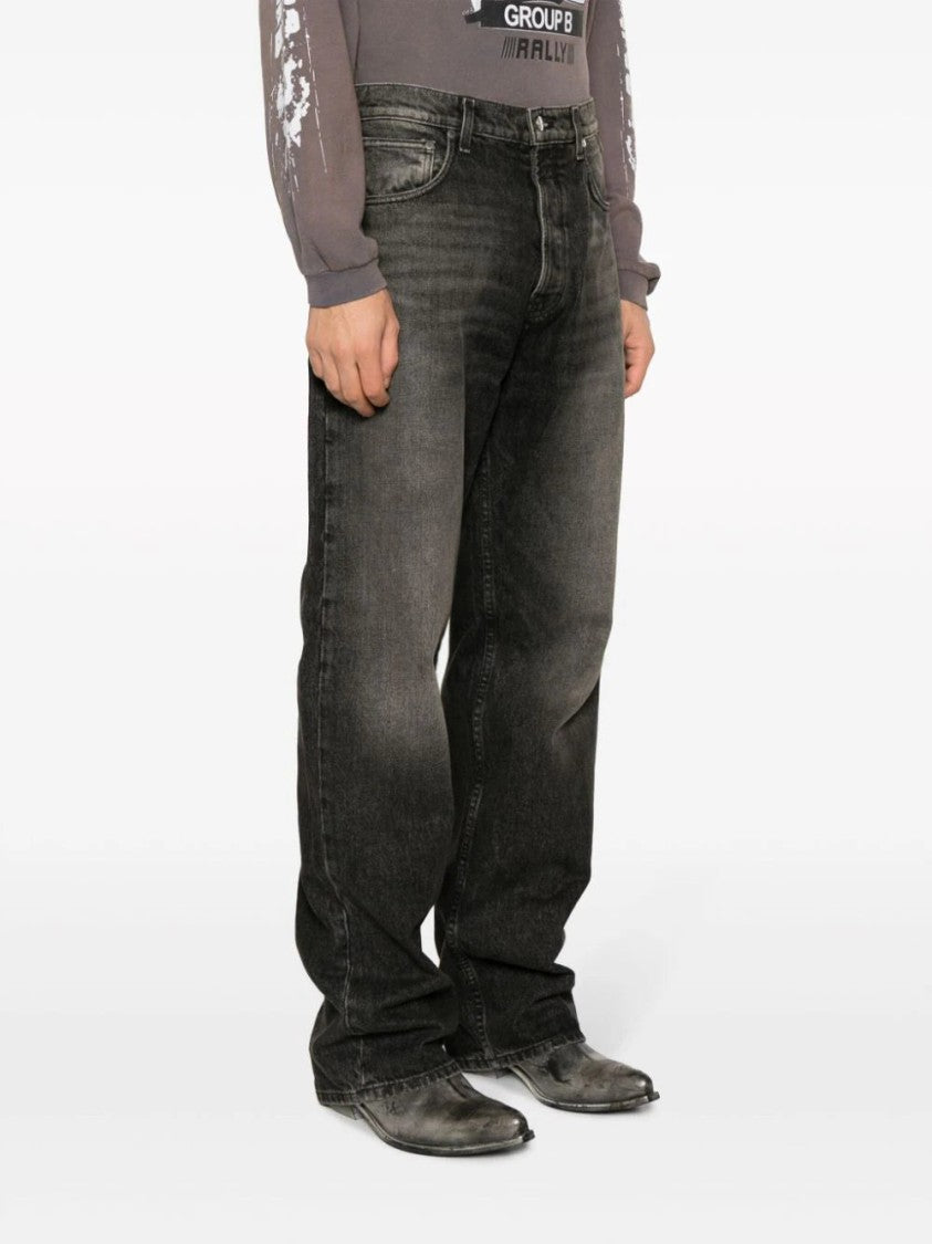 Rhude Mid-Rise Wide-Leg Black Denim Jeans
