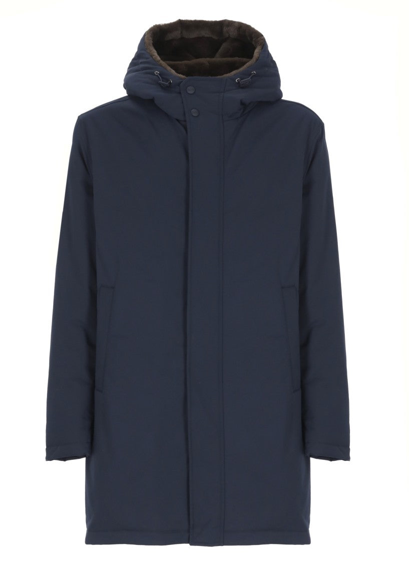 Herno Deep Blue Padded Parka With Adjustable Hood