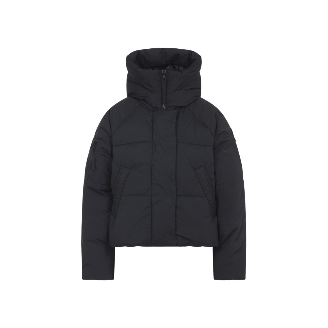 Canada Goose Cropped Black Puffer Jacket With High Collar