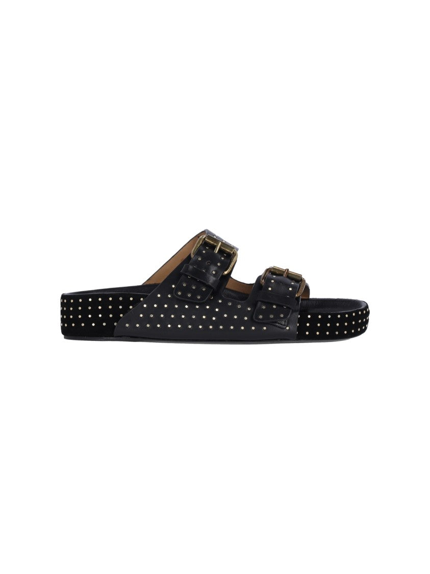 Isabel Marant Black Leather Stud Detail Sandals