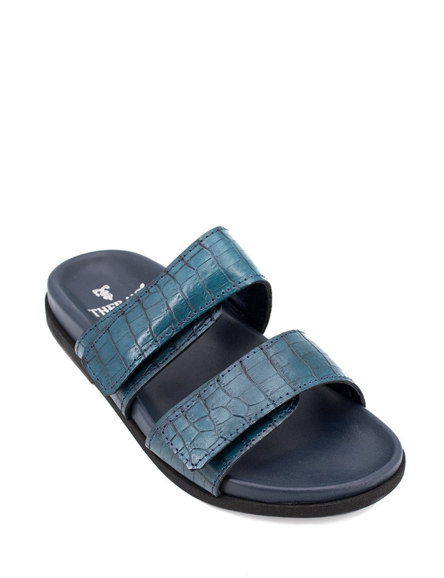 Thera's Blue Double Strap Heeled Sandals