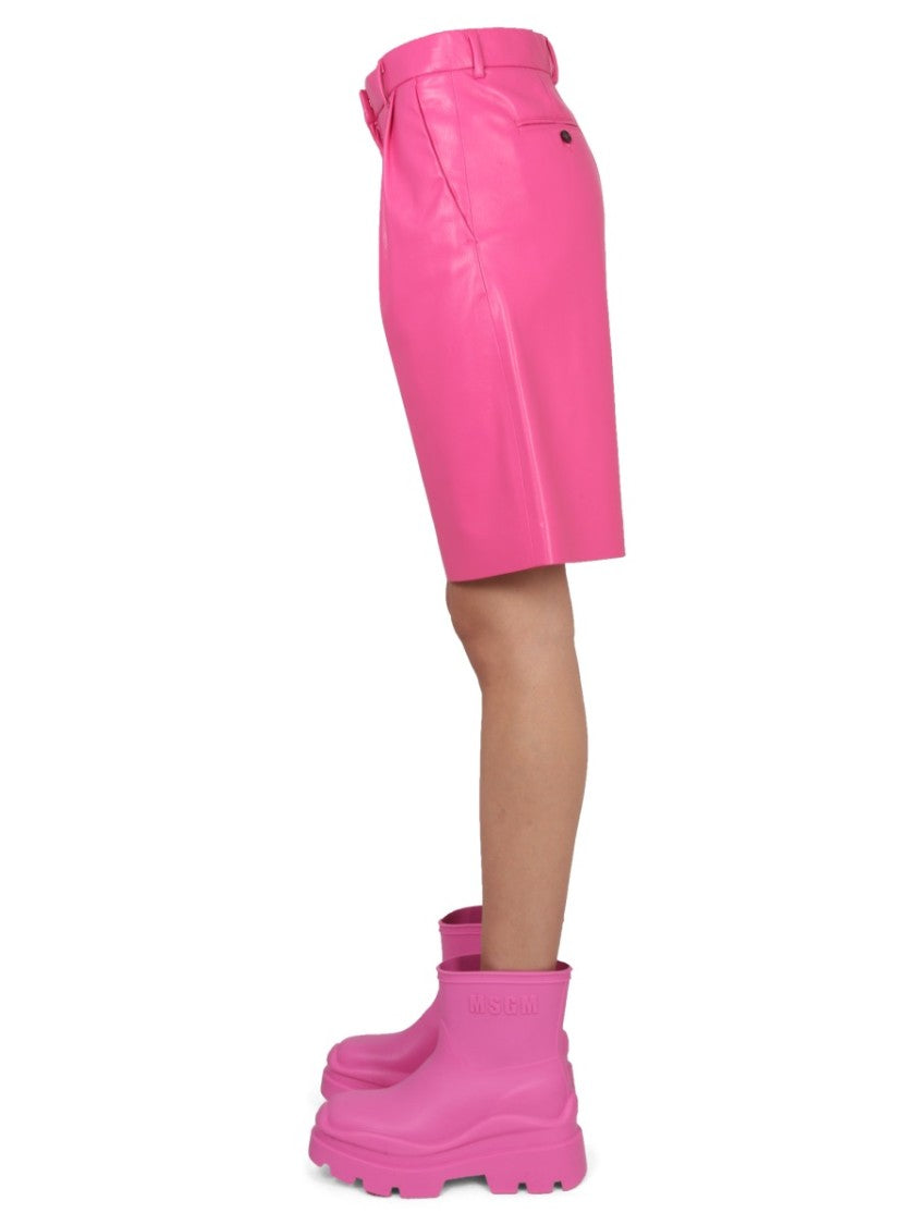 Msgm Faux Leather Bermuda Shorts