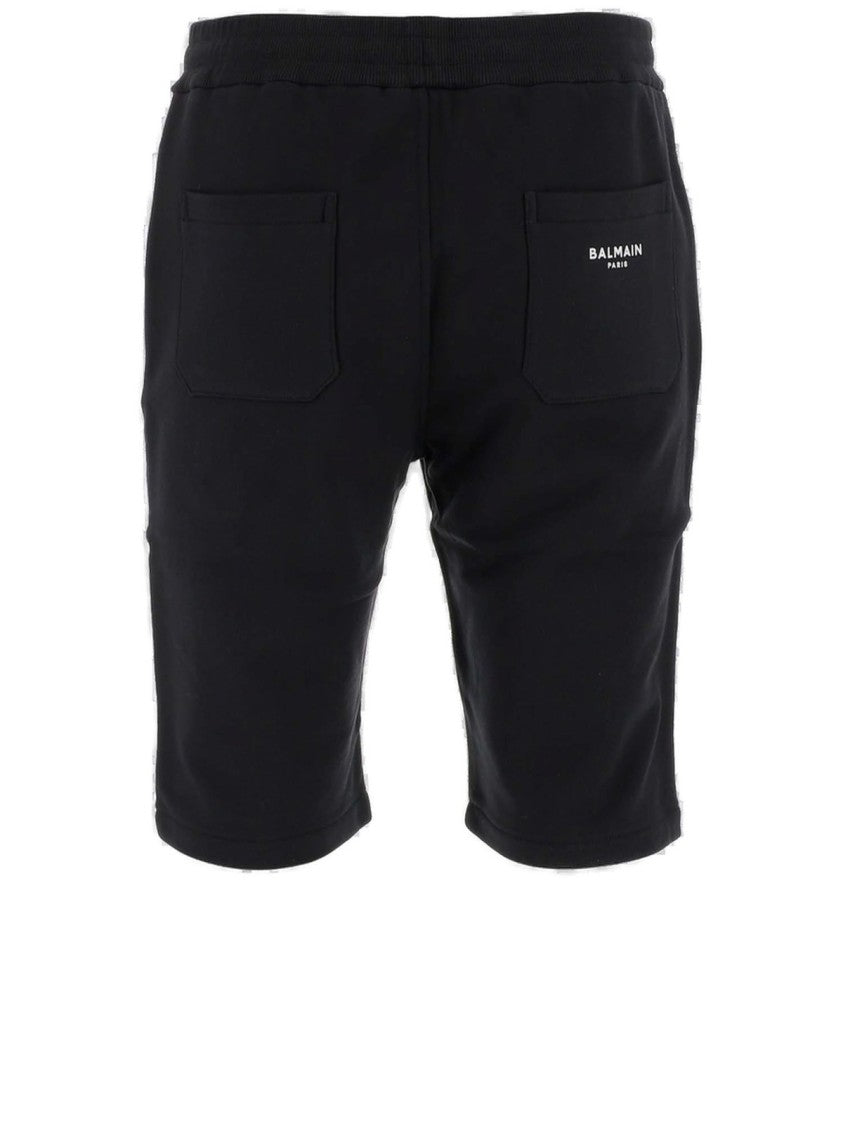 Balmain Minimalist Black Bermuda Shorts With Adjustable Waistband