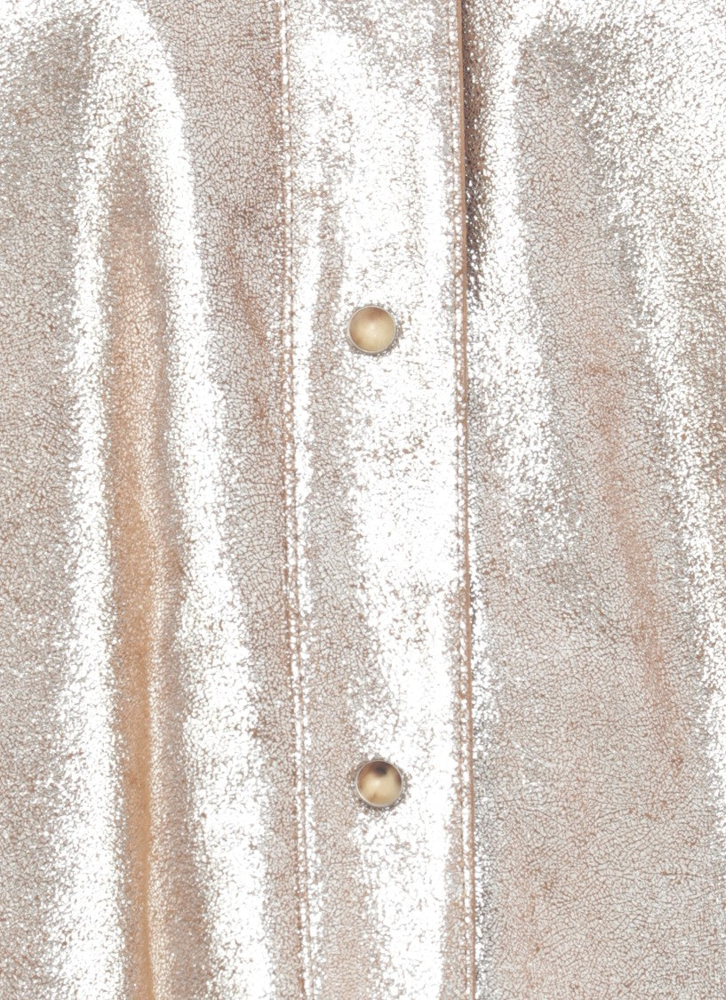 Brunello Cucinelli Bronze Laminated Leather Shirt