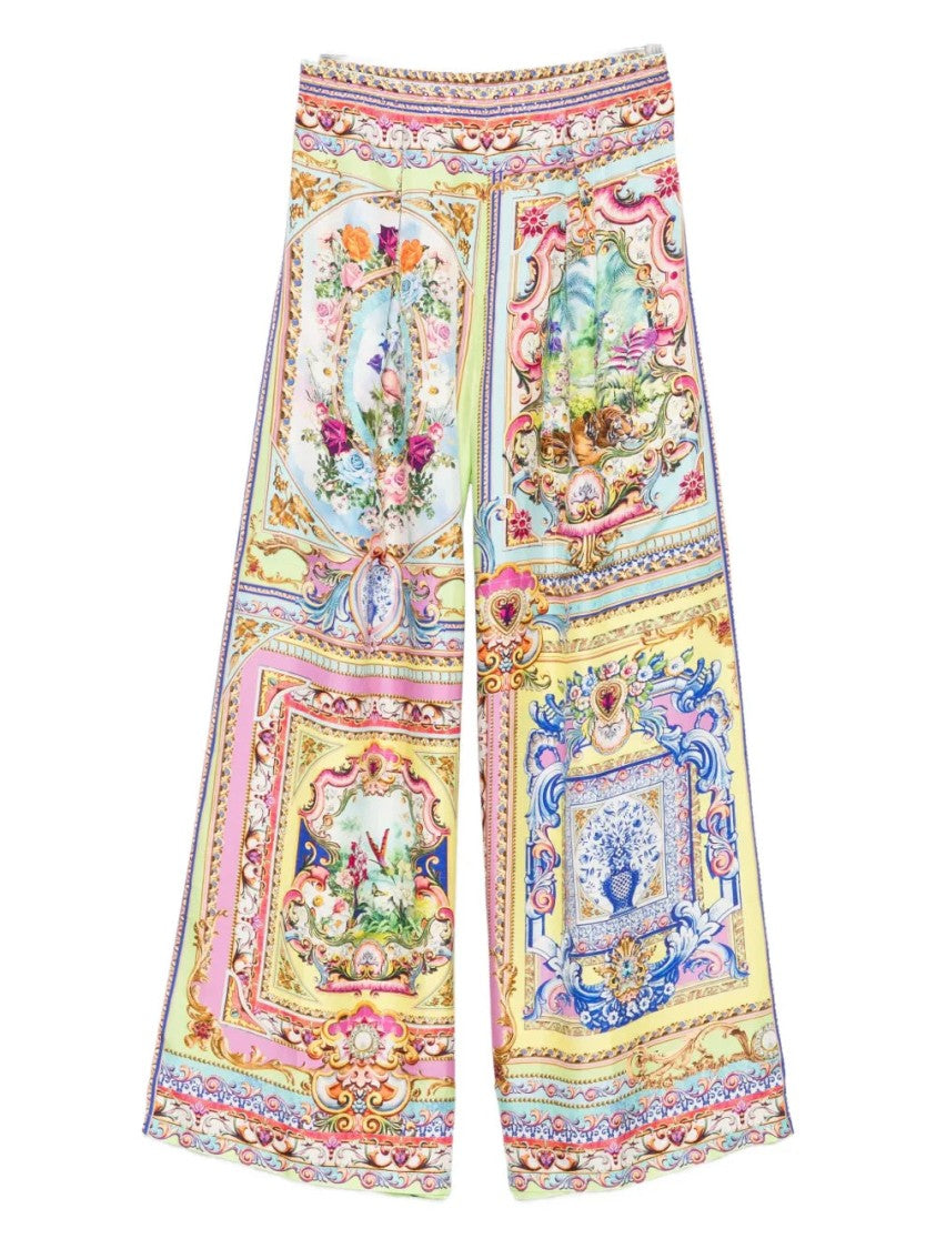 Camilla Floral-Panelled Silk Trousers