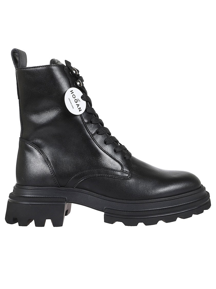 Hogan H674 Lace-Up Leather Ankle Boots