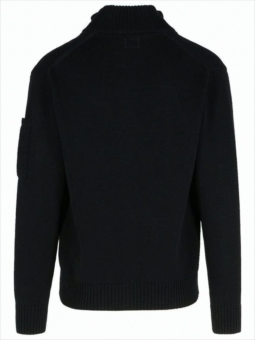 C.P. Company Button-Up Cardigan With Ribbed Details And Emblem