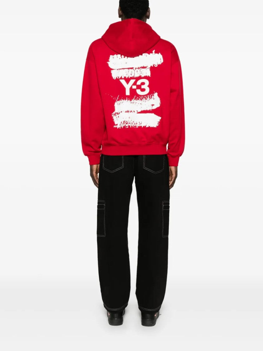 Y-3 Red Graphic-Print Hoodie