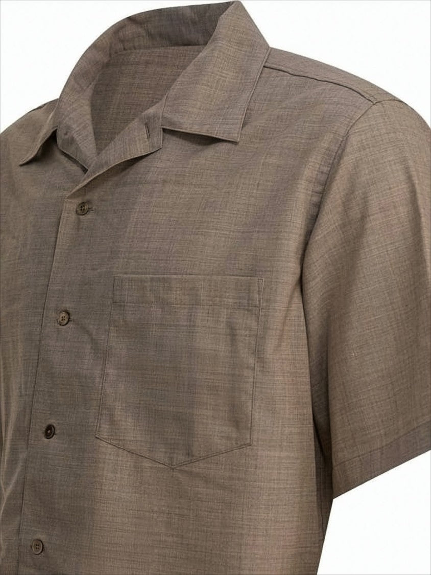 Auralee Boxy Short-Sleeve Wool Shirt