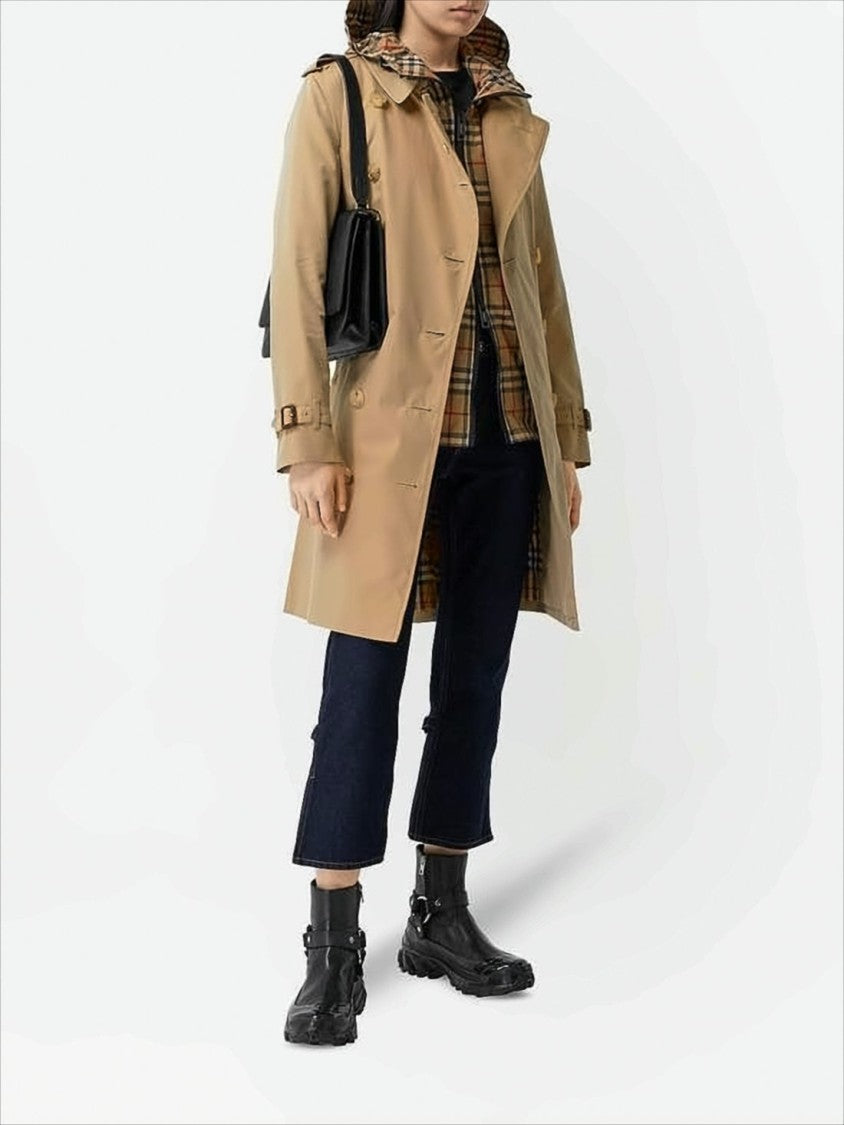 Burberry Double-Breasted Trench Coat With Distinctive Check Hood
