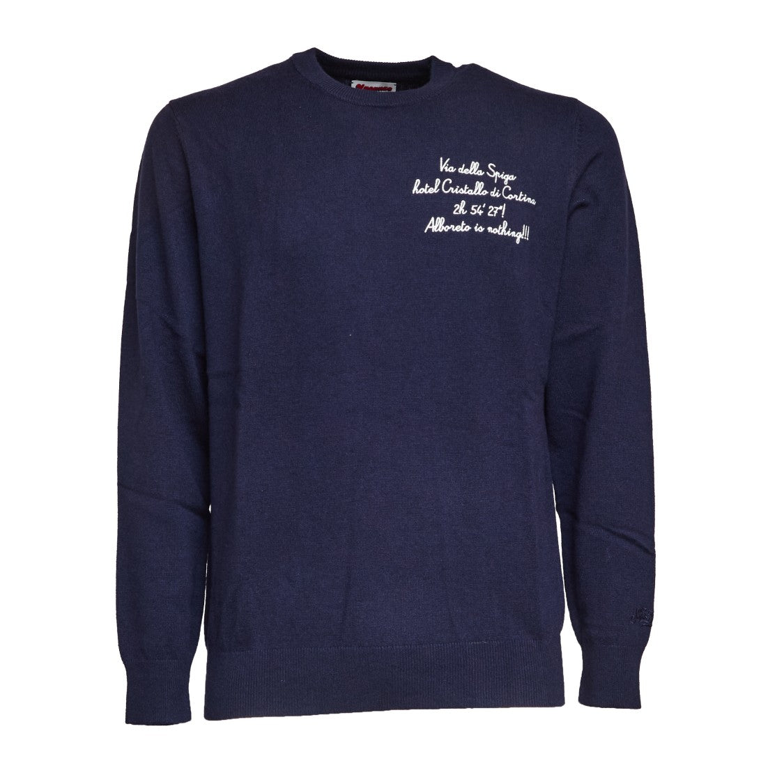 Mc2 Saint Barth Crewneck Sweater With Intricate Embroidery And Ribbed Accents
