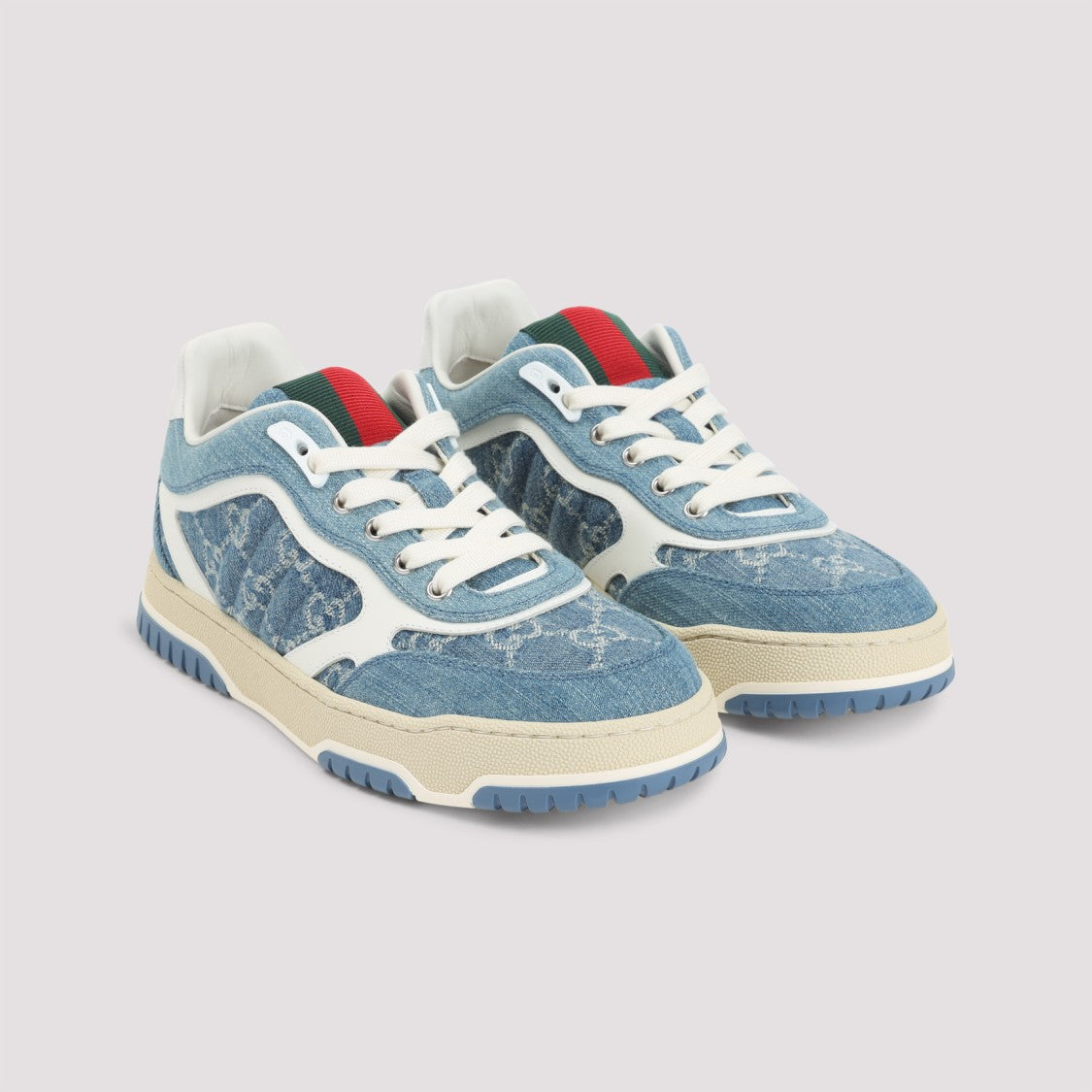Gucci Denim Fabric Sneakers With Monogram Pattern