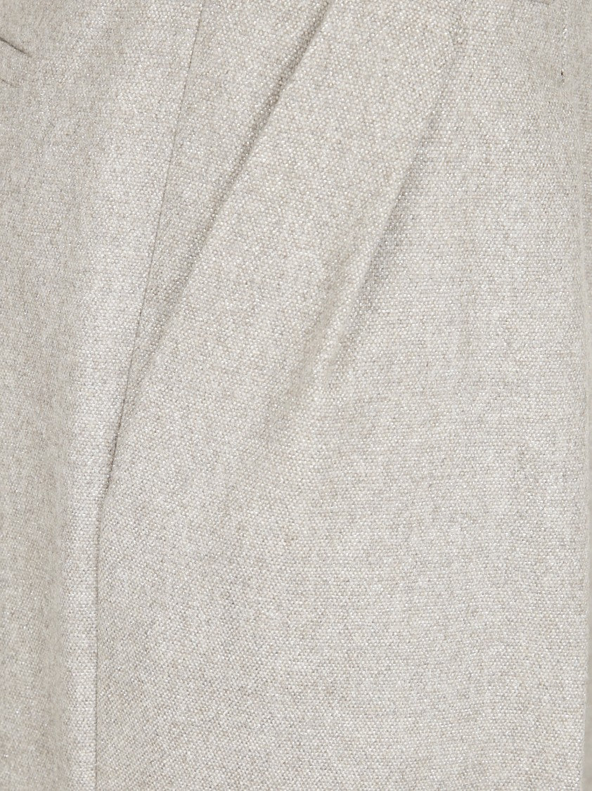 Antonelli Tailored High-Waisted Trousers With Pleated Front And Textured Finish