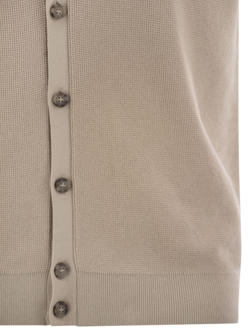 Peserico Polo Cardigan In Pure Cotton Yarn
