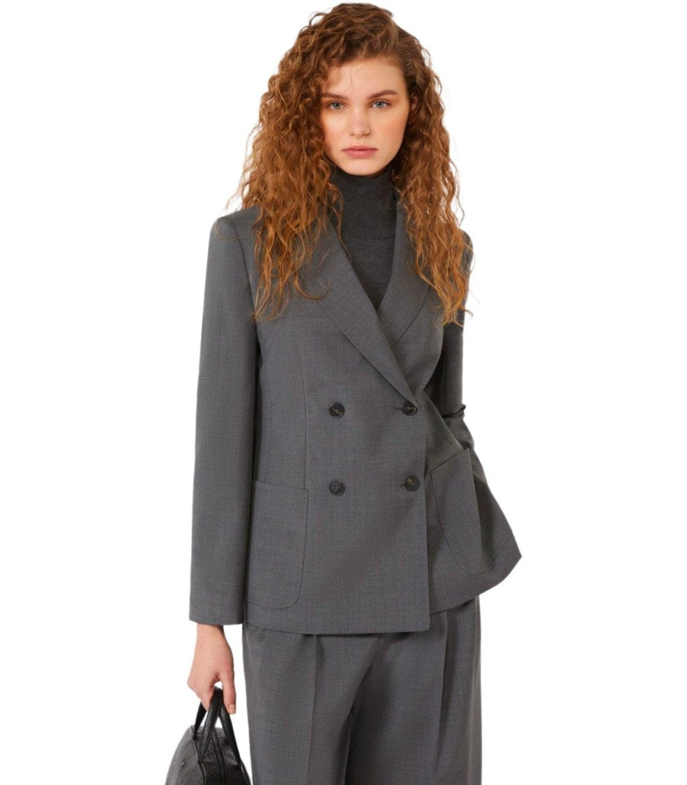 Max Mara Ornati Grey Double-Breasted Blazer