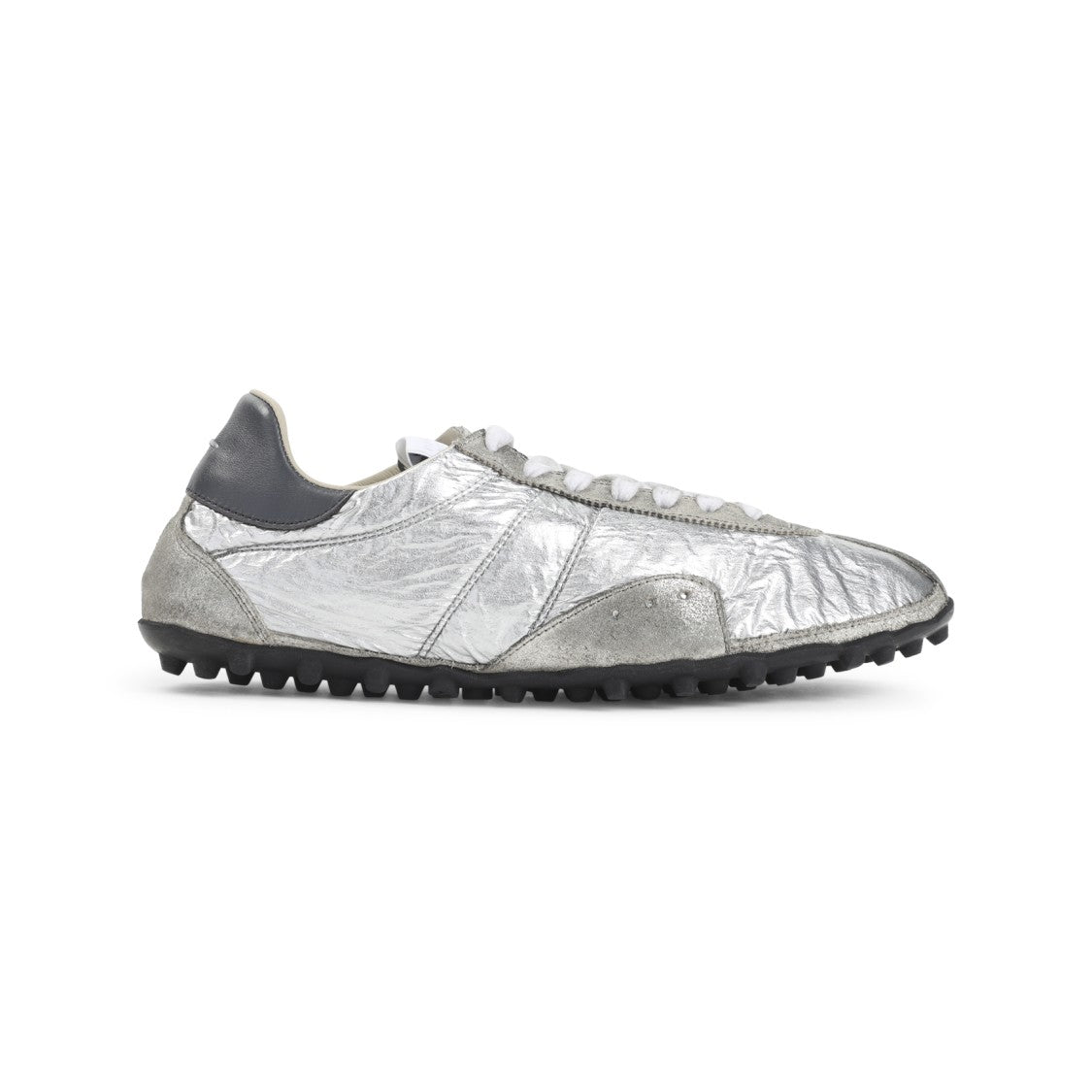 Maison Margiela Metallic Silver Sneakers With Crinkled Texture