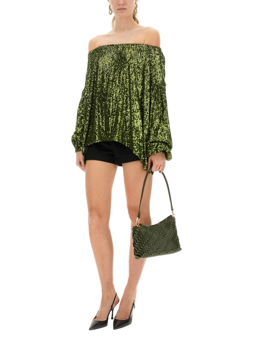 Rabanne Volume-Sequined Blouse With Airy Silhouette