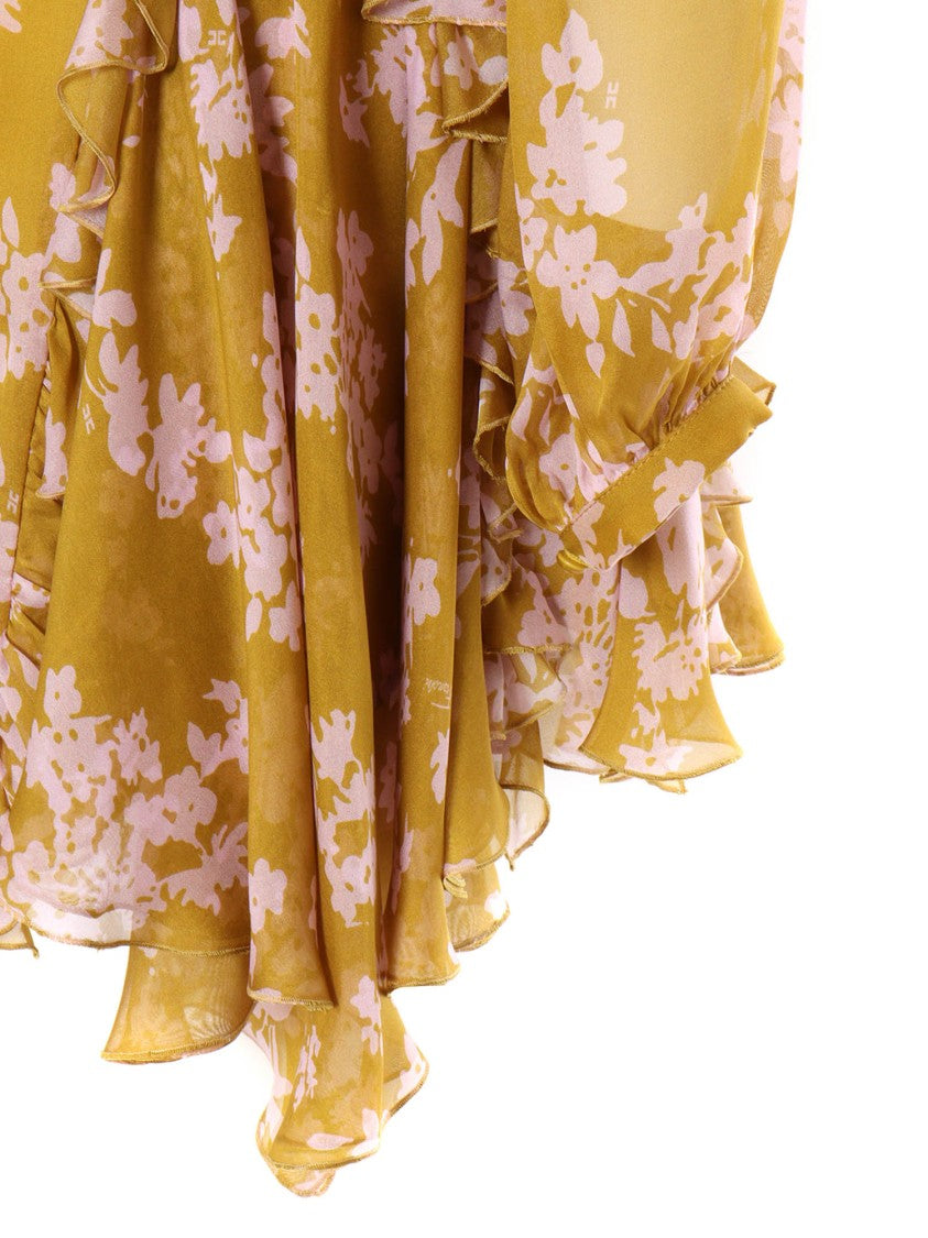 Elisabetta Franchi Floral Silk Midi Dress
