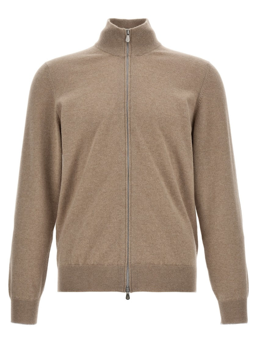 Brunello Cucinelli High Neck Cashmere Zip Cardigan