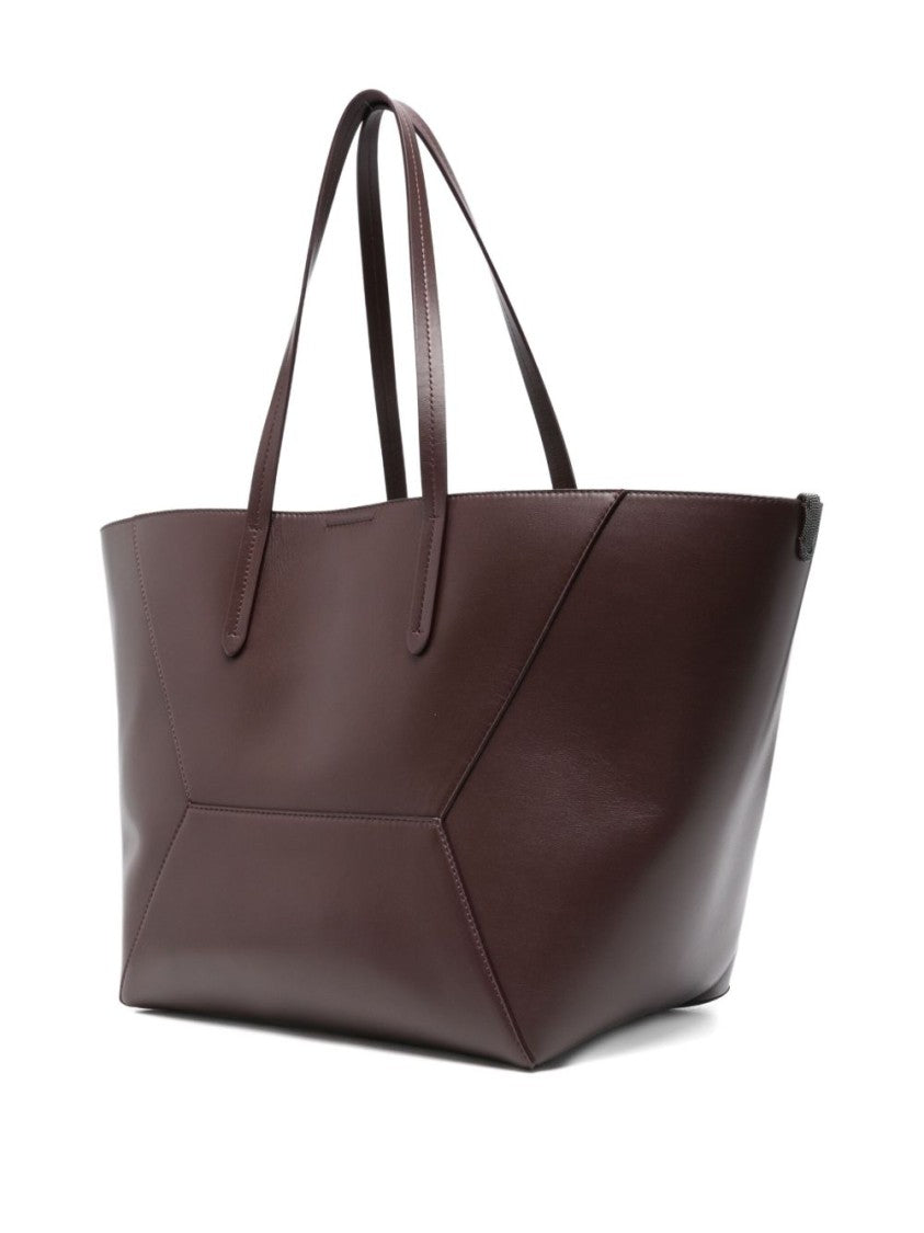 Brunello Cucinelli Geometric Structured Tote Bag With Detachable Pouch