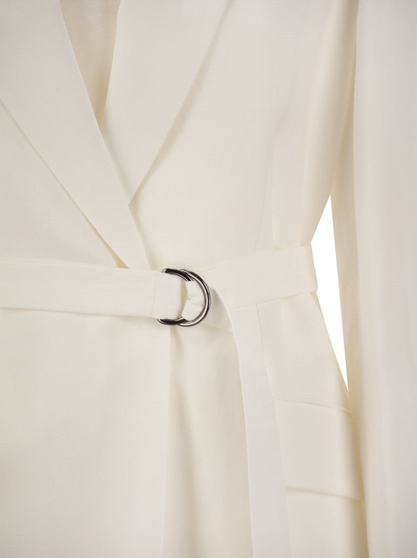 Brunello Cucinelli Fluid Viscose-Linen Twill Jacket With Tailored Belt