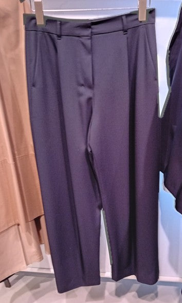 Max Mara Navy Blue Wool Trousers With Pleated Front
