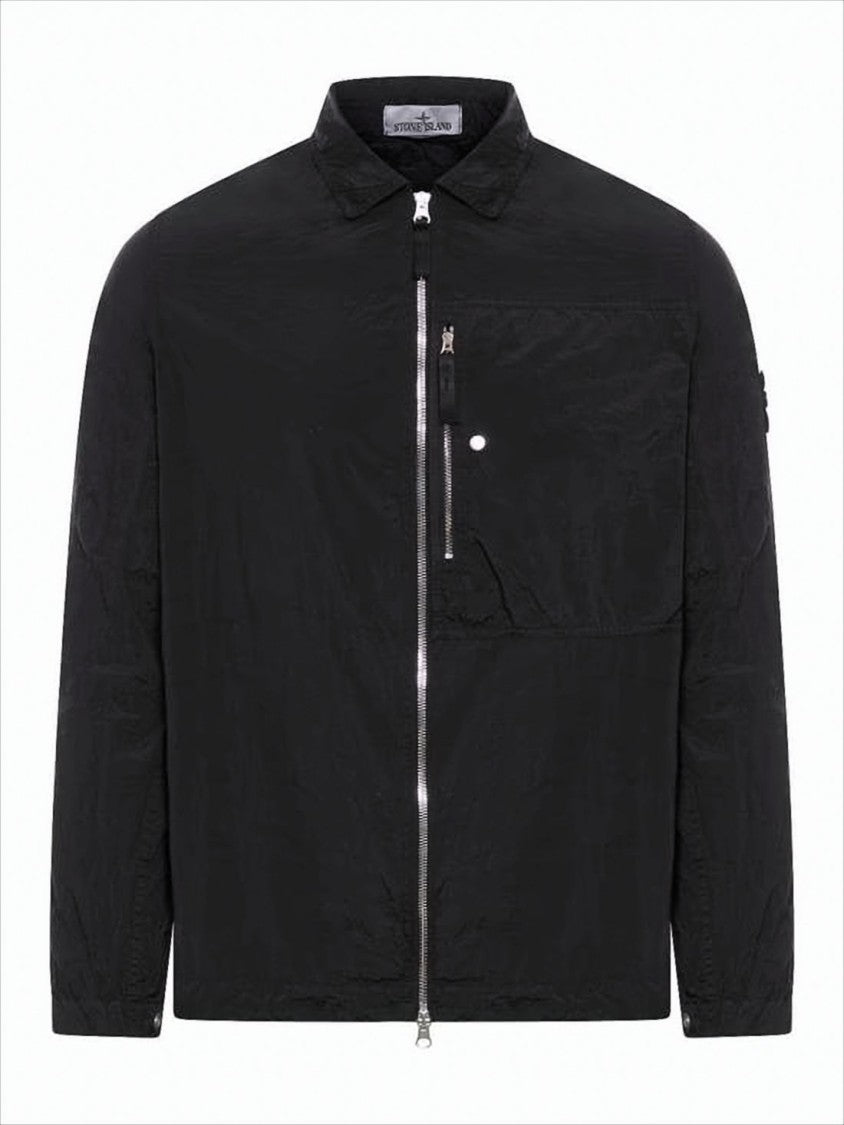 Stone Island Lightweight Black Jacket With Zipper Closure