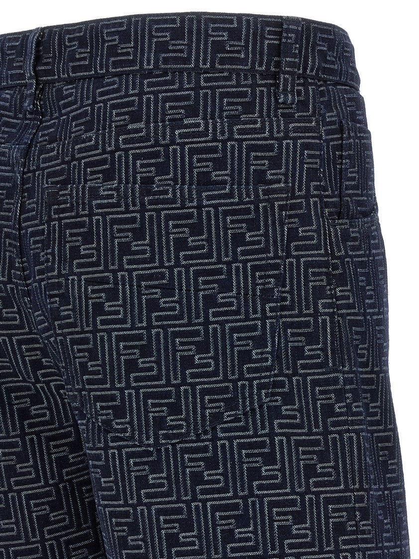 Fendi Jacquard Ff Bermuda Jeans