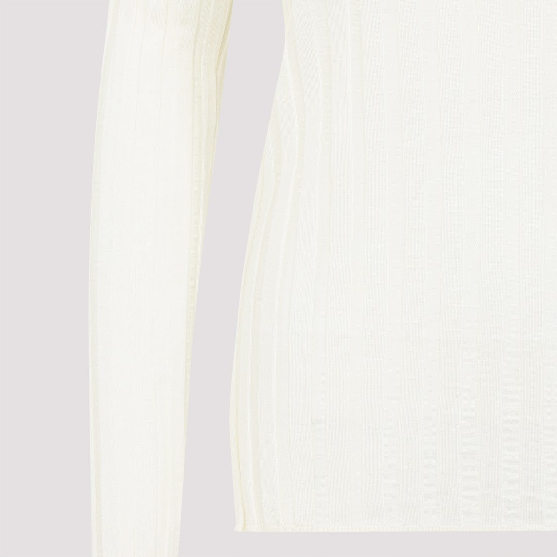 Carven Ribbed High Neck Sweater In Wool-Silk Blend
