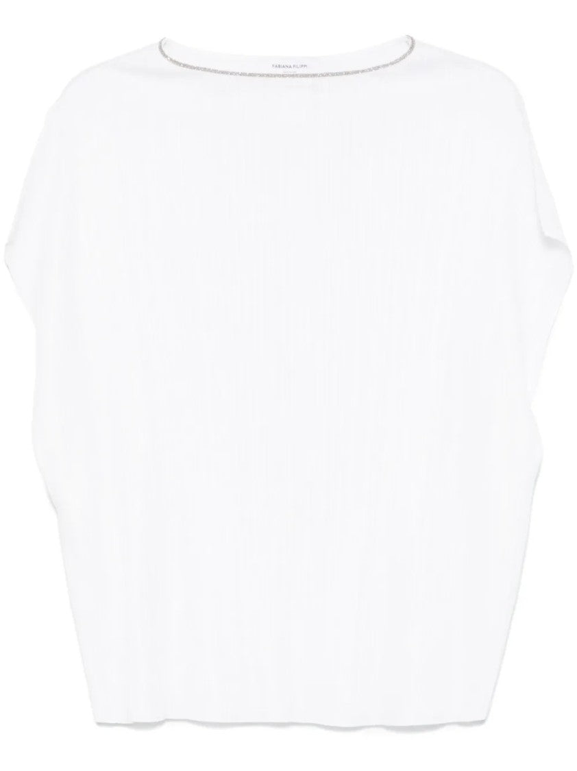 Fabiana Filippi Pleated White Top With Relaxed Silhouette
