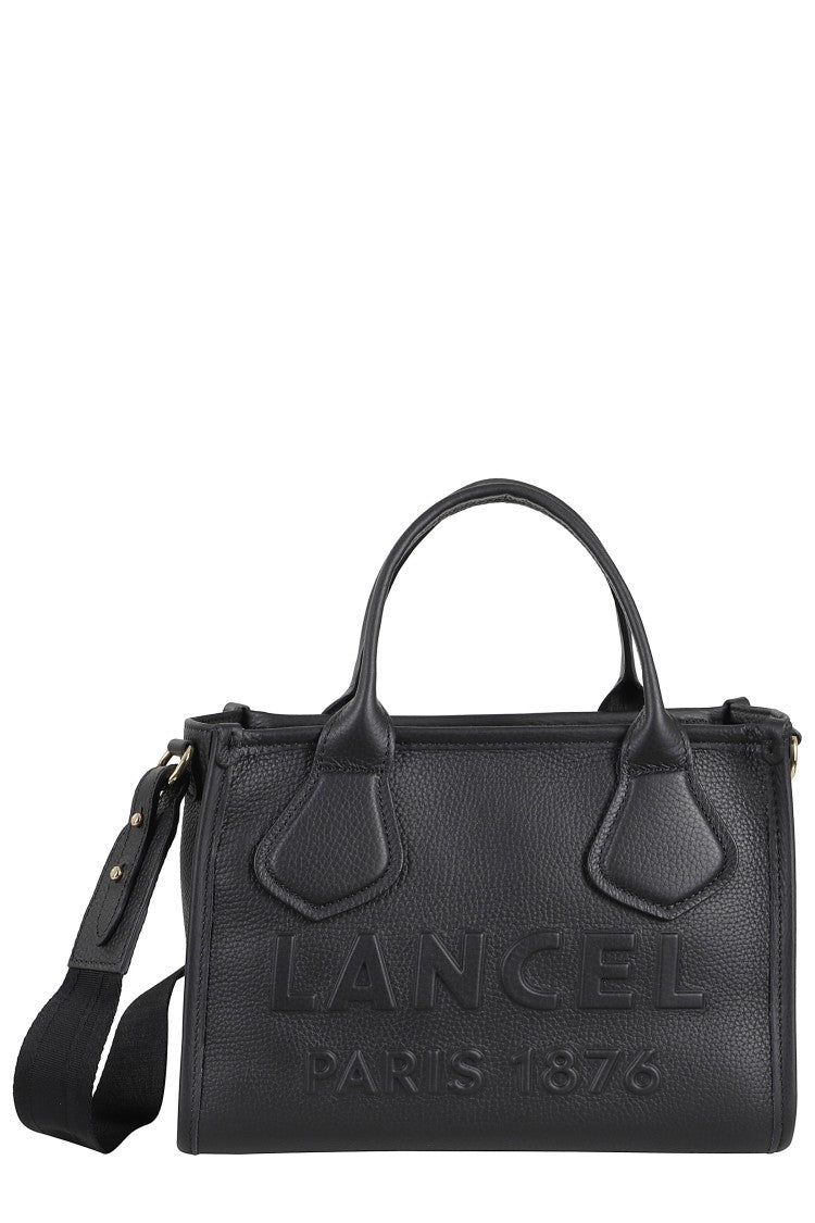 Lancel Textured Rectangular Handbag With Embossed Logo