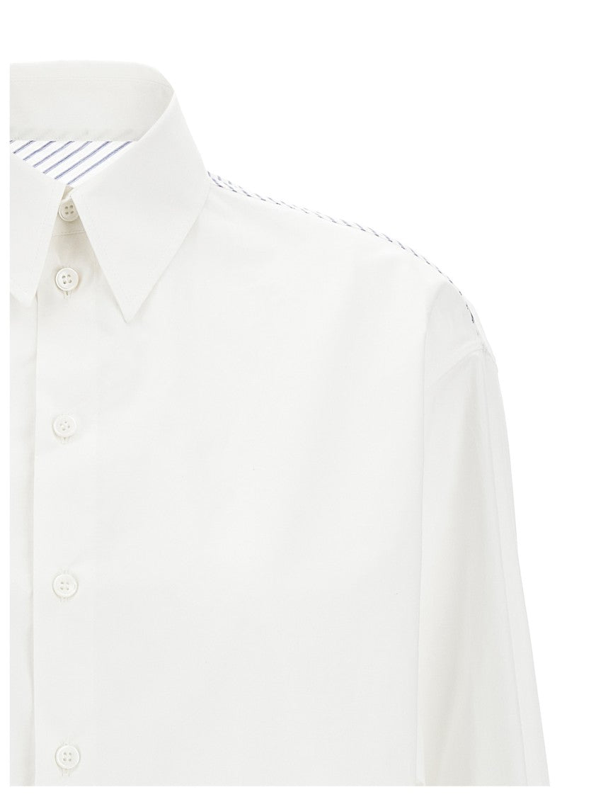 Mm6 By Maison Margiela Asymmetric Crop Shirt With Striped Back Insert