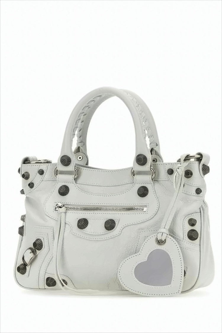 Balenciaga Soft Lambskin Shoulder Bag With Structured Shape And Mirror Charm