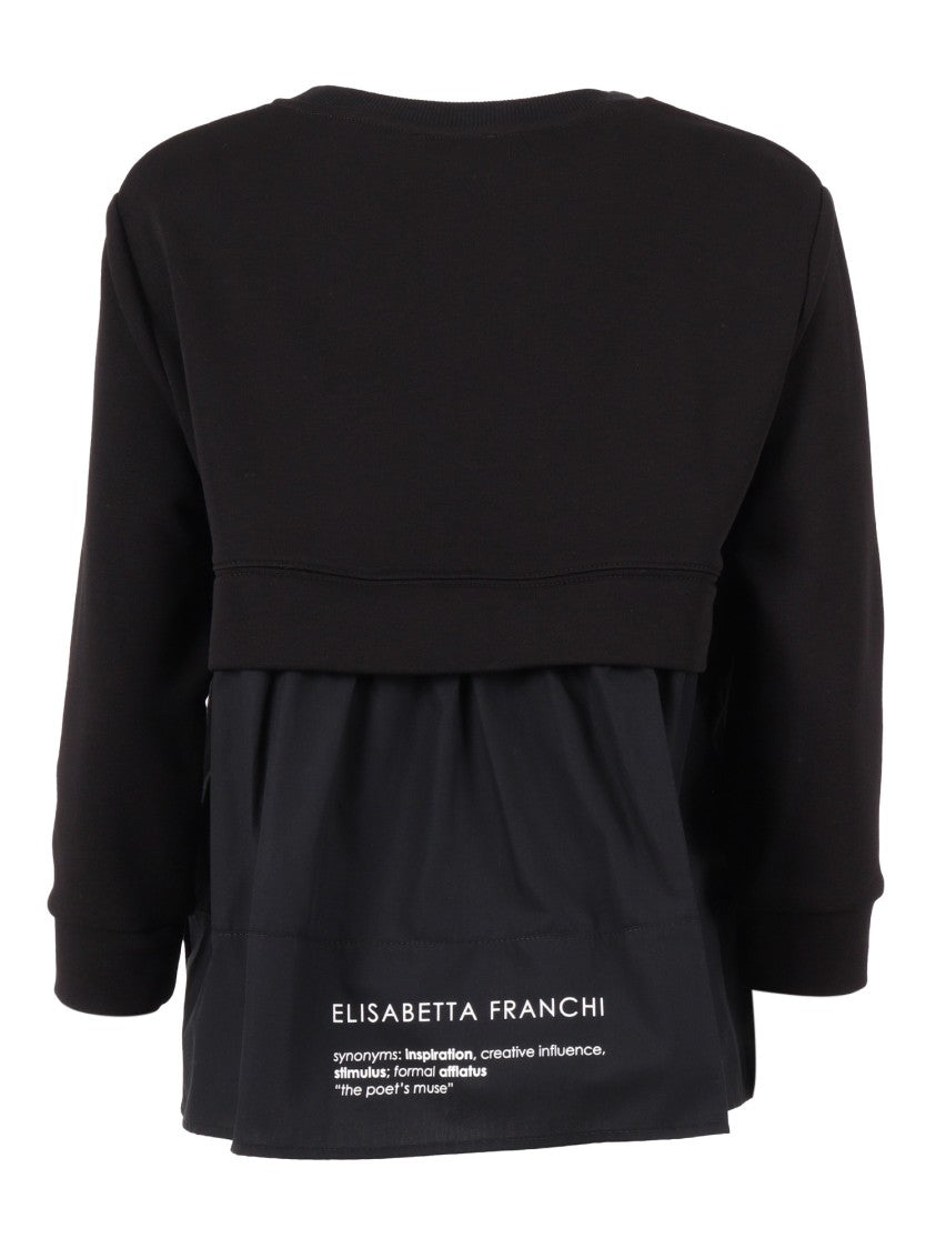 Elisabetta Franchi Layered Cotton Blend Top With Gold Accents